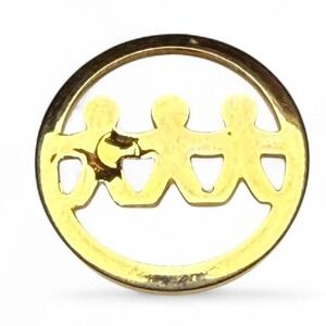 VTG Union Made Brotherhood Solidarity Lapel Pin 3 People Chain Logo Gold Tone‎